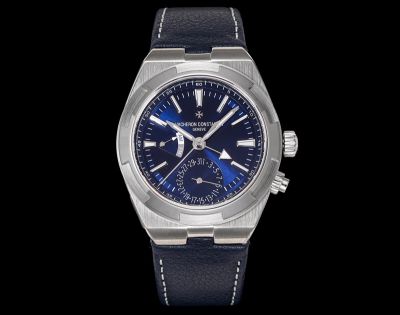 SJ Factory Vacheron Constantin Overseas Dual-time Cal.5110 DT/2 Men Blue Face Leather Strap Watch
